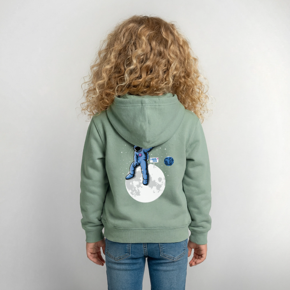 DVIZHWEAR Kids – Miss You From Space Hoodie - steel green