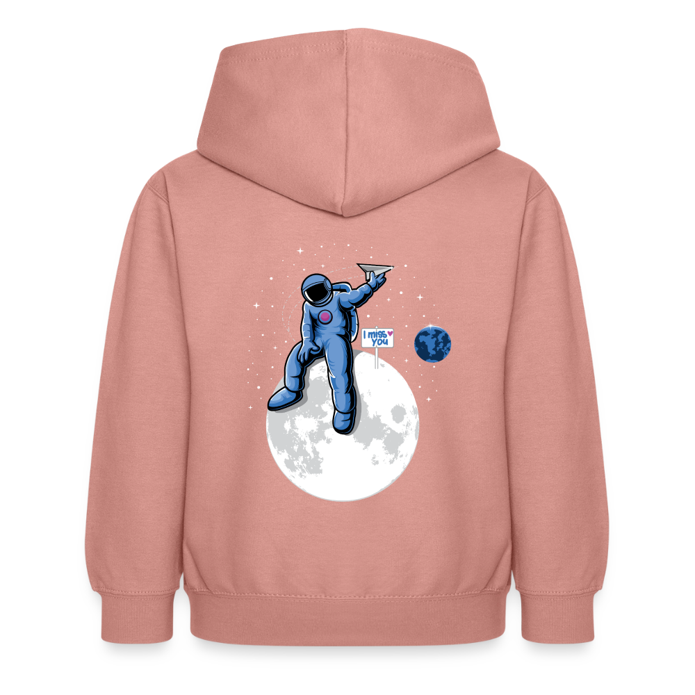 DVIZHWEAR Kids – Miss You From Space Hoodie - dusky rose