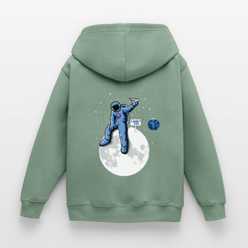 DVIZHWEAR Kids – Miss You From Space Hoodie - steel green